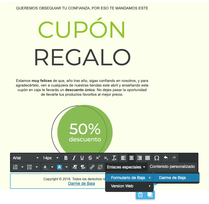 Añade el formulario de baja en tus envíos email-